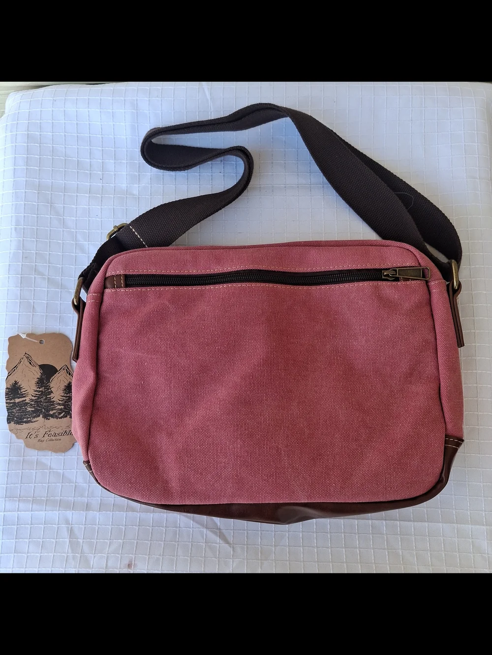 Prairie Schooner Padded Crossbody Bag Burgundy Canvas Travel Hiking Purse 12